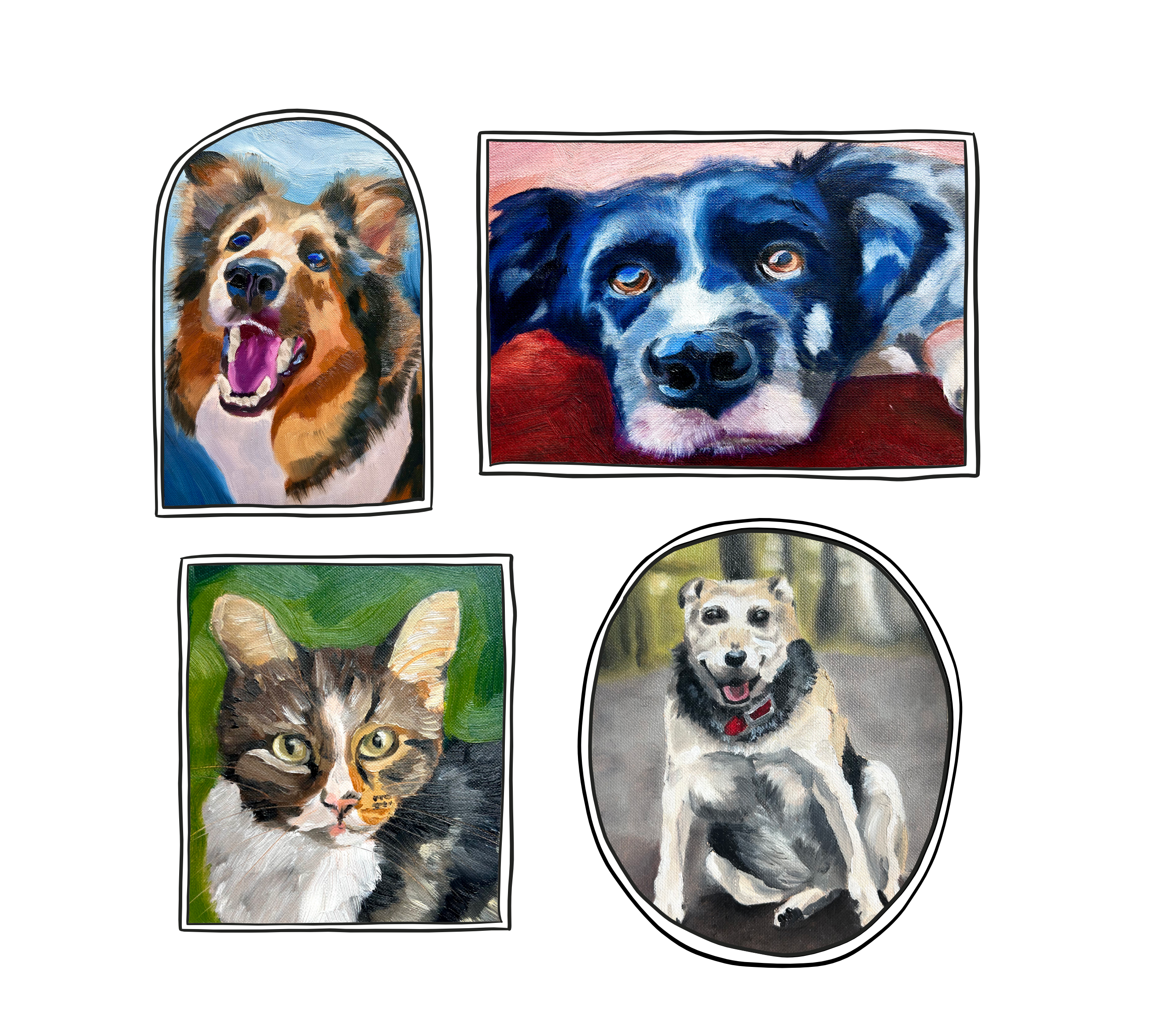 Pet portrait commission examples